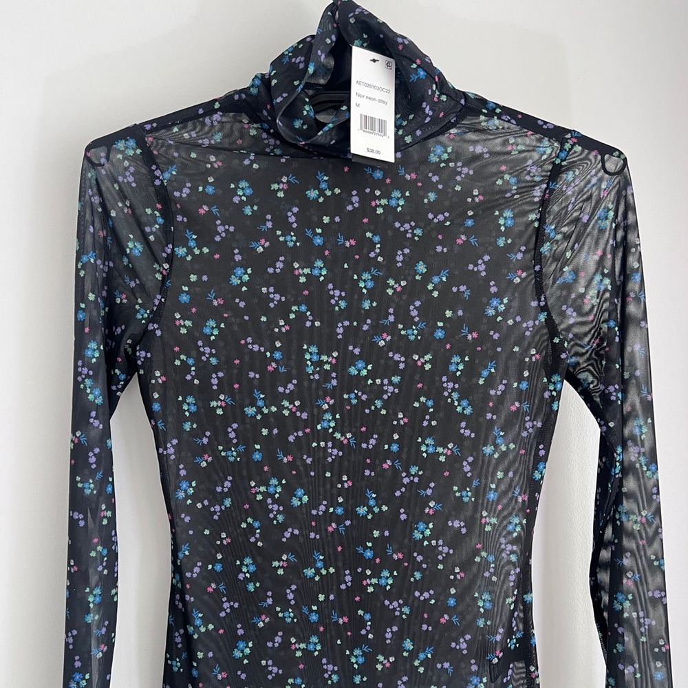 AFRM Multicolor Floral Mesh Long Sleeve Top
